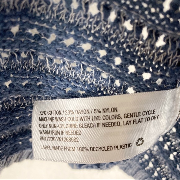 KNOX ROSE Open Weave Blue Draped Waterfall Front Cardigan Hi-low Small - Picture 7 of 8